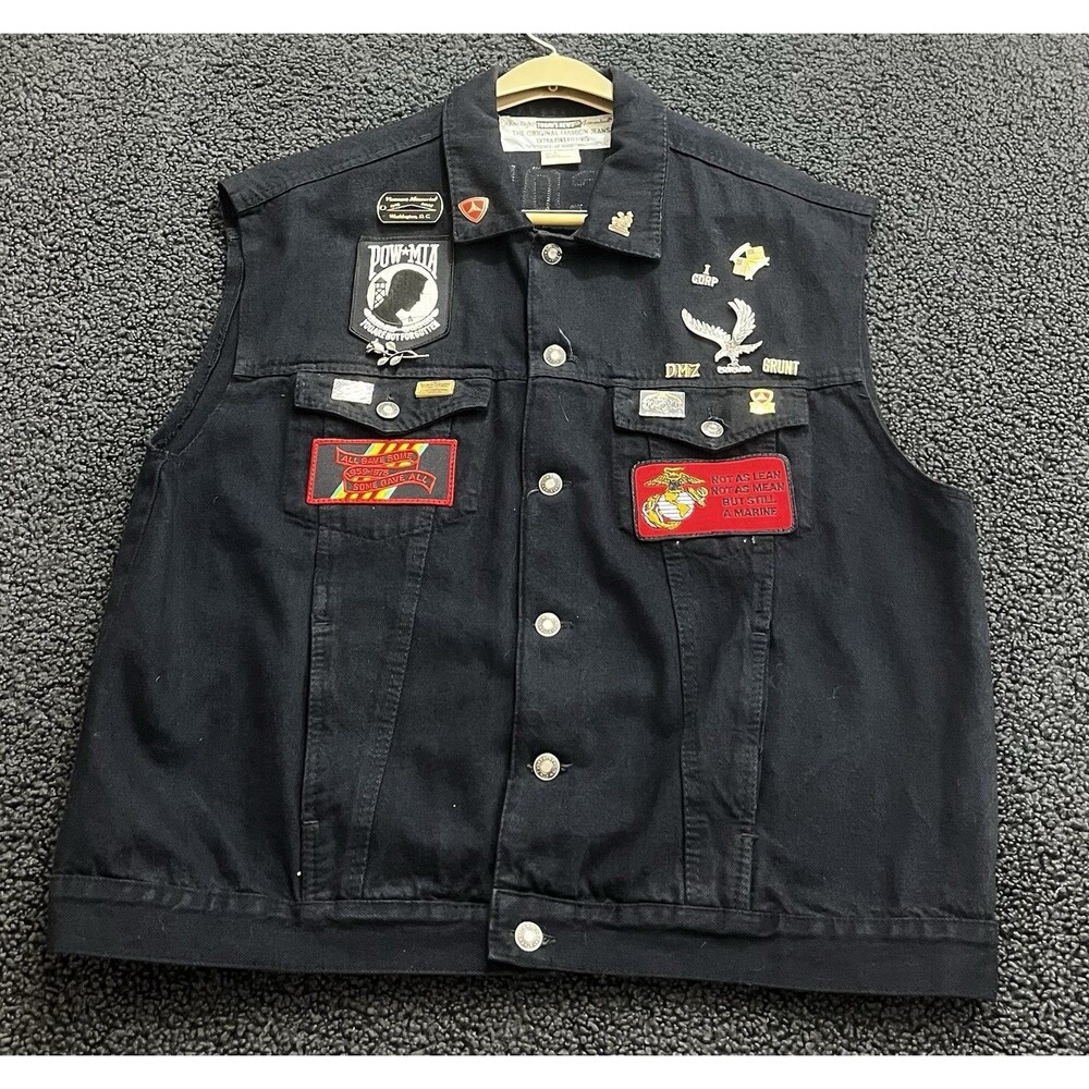 VTG Denim U.S. MARINES Large Men’s Jacket Todays News I CORPS 1BAT 3RD Marines